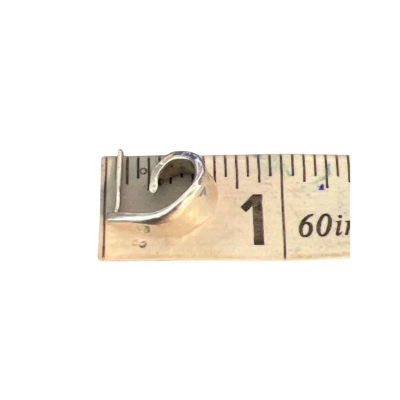 Vintage Sterling Silver Huggies Hoop Earrings Pierced 5/8" Estate 4.65g Ribbon - Picture 5 of 5